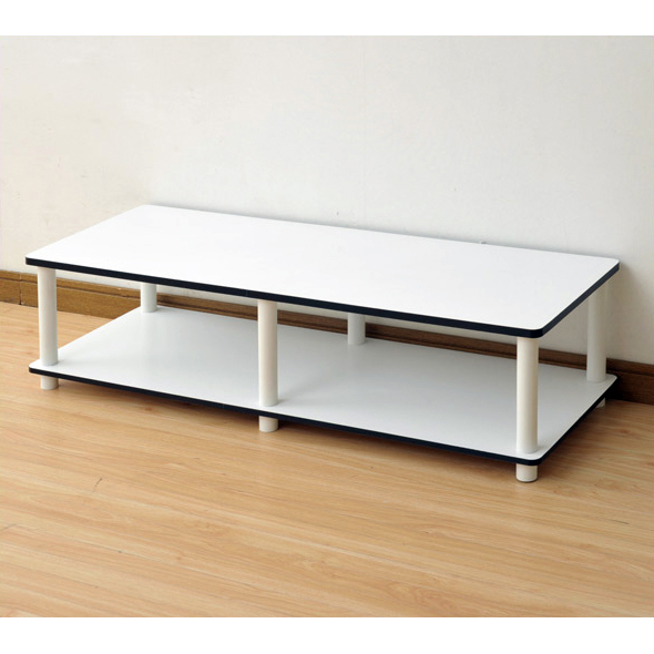Just No Tools Wide TV Stand, White Finish w/White Tube. Picture 4