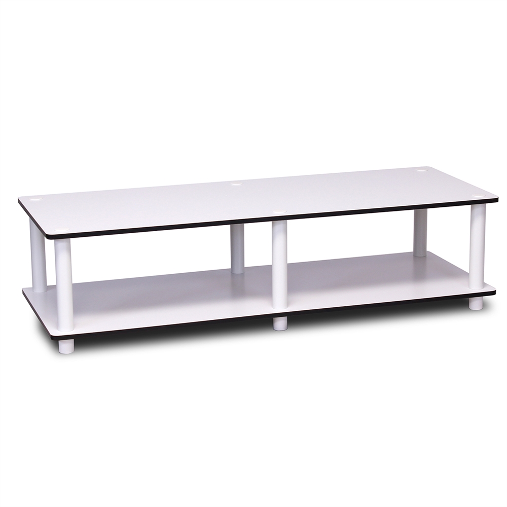 Just No Tools Wide TV Stand, White Finish w/White Tube. Picture 5