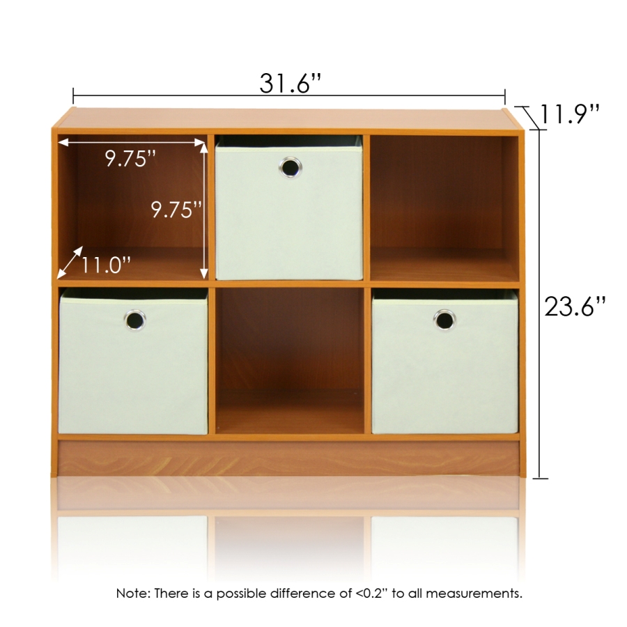 Basic 3x2 Bookcase Storage w/Bins, Light Cherry/Ivory. Picture 2