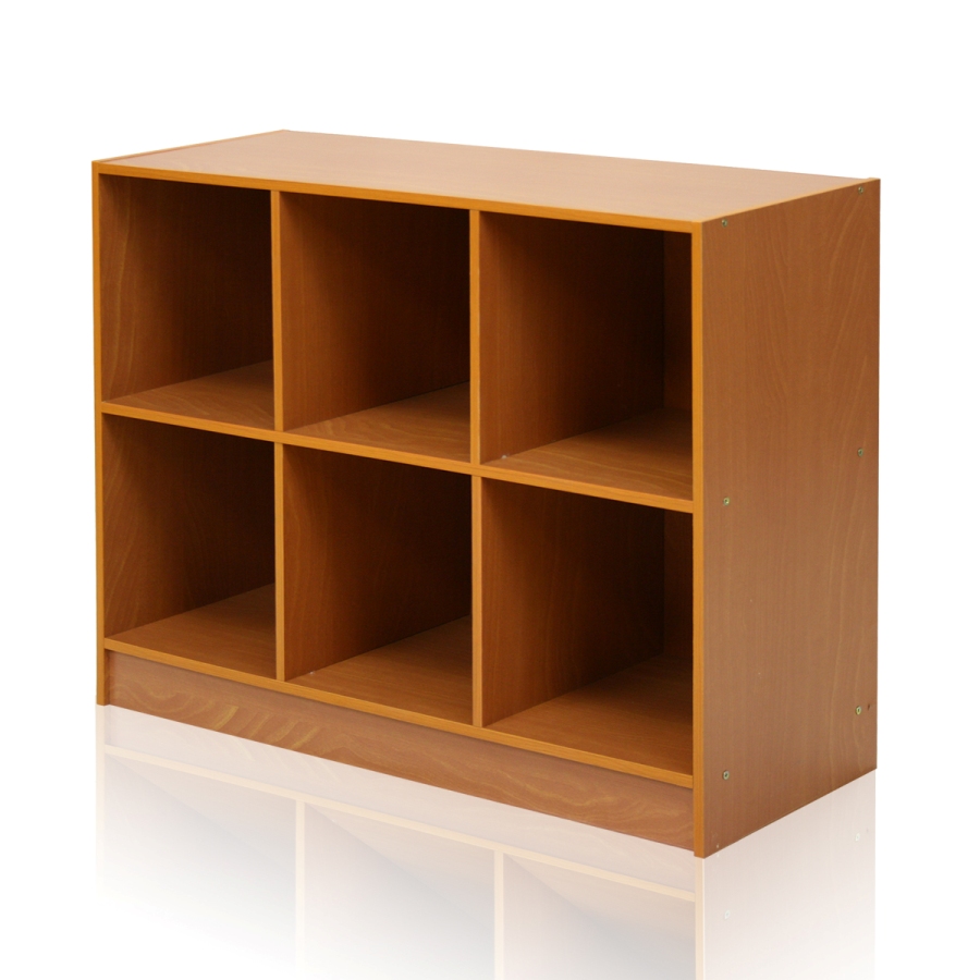Basic 3x2 Bookcase Storage w/Bins, Light Cherry/Ivory. Picture 3