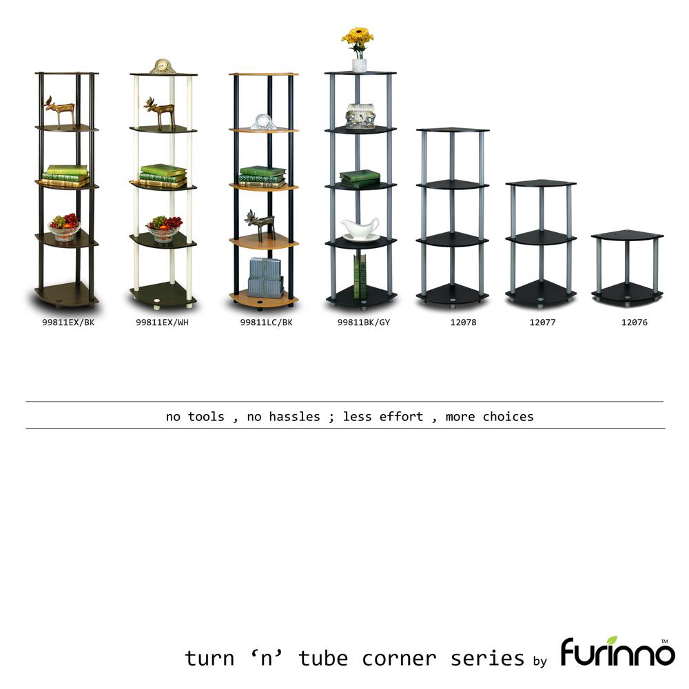Furinno Turn-N-Tube 3-Tier Corner Display Rack Multipurpose Shelving Unit, Black/Grey. Picture 4
