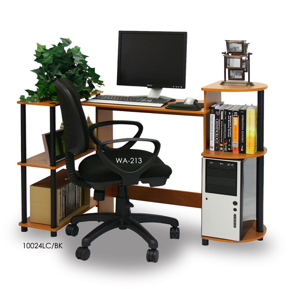 Compact Computer Desk, Light Cherry/Black. Picture 3