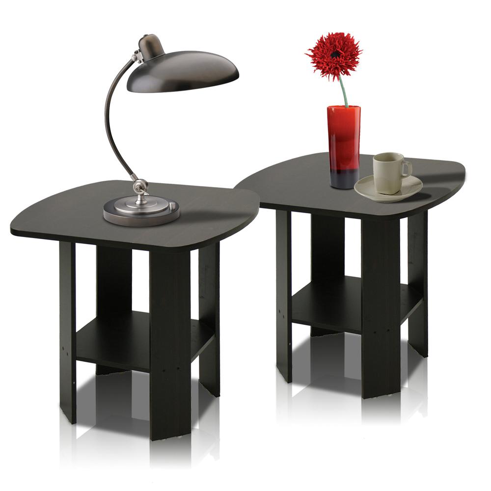 Furinno 2-11180EX Simple Design End Table Set of Two, Espresso. Picture 1