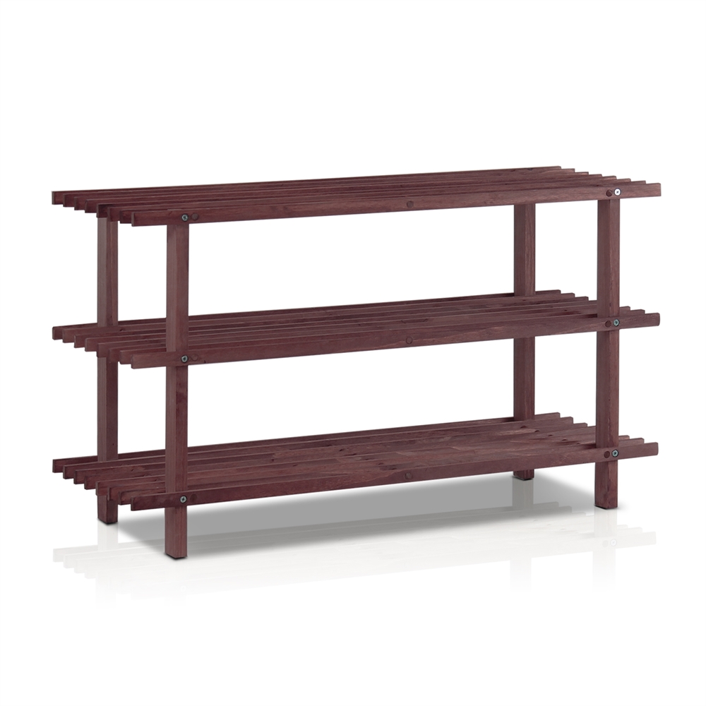 Pine Solid Wood 3 Tier Shoe Rack Espresso