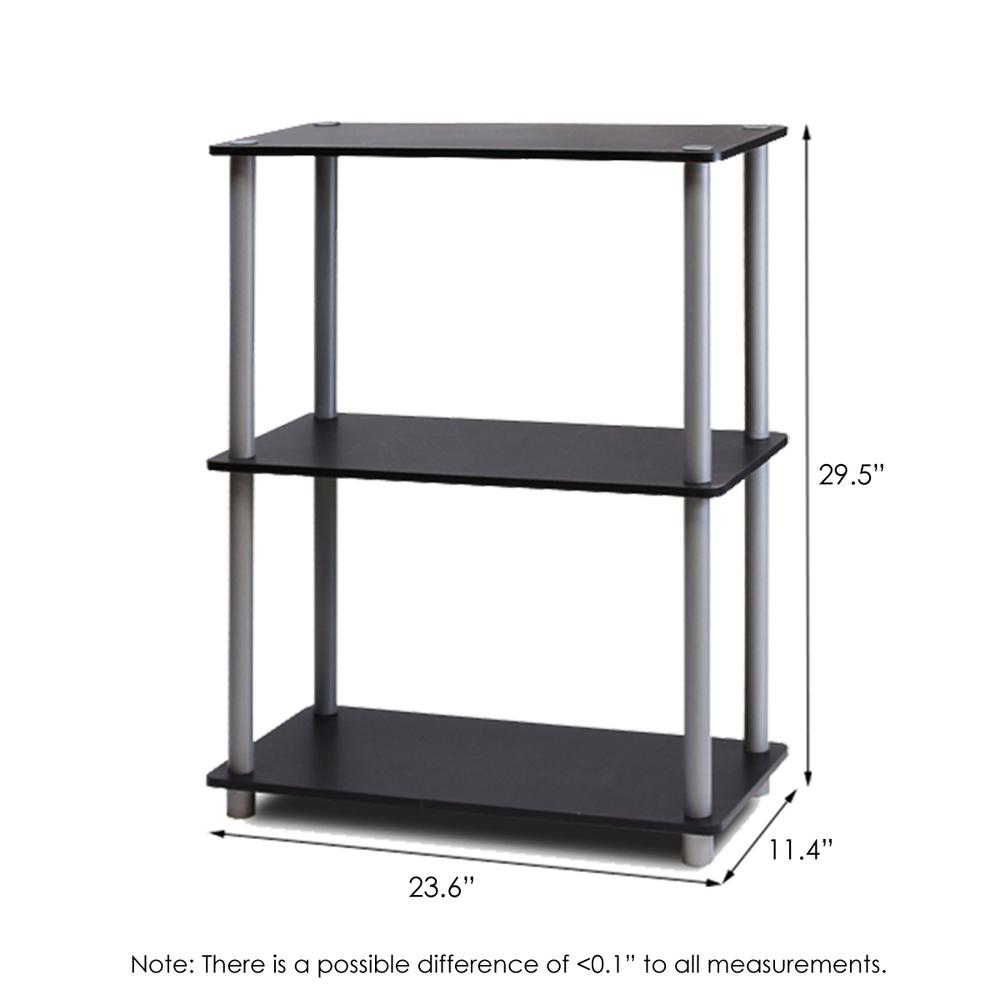 Furinno 2-10024BK Turn-N-Tube 3-Tier Compact Multipurpose Shelf Display Rack, Black/Grey, Set of 2. Picture 2
