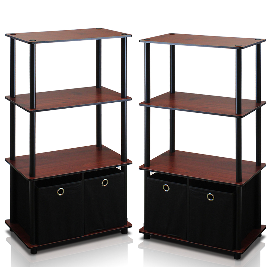 Go Green 4-Tier Multipurpose Storage Rack Shelving Unit w/Bins, Set of 2. The main picture.