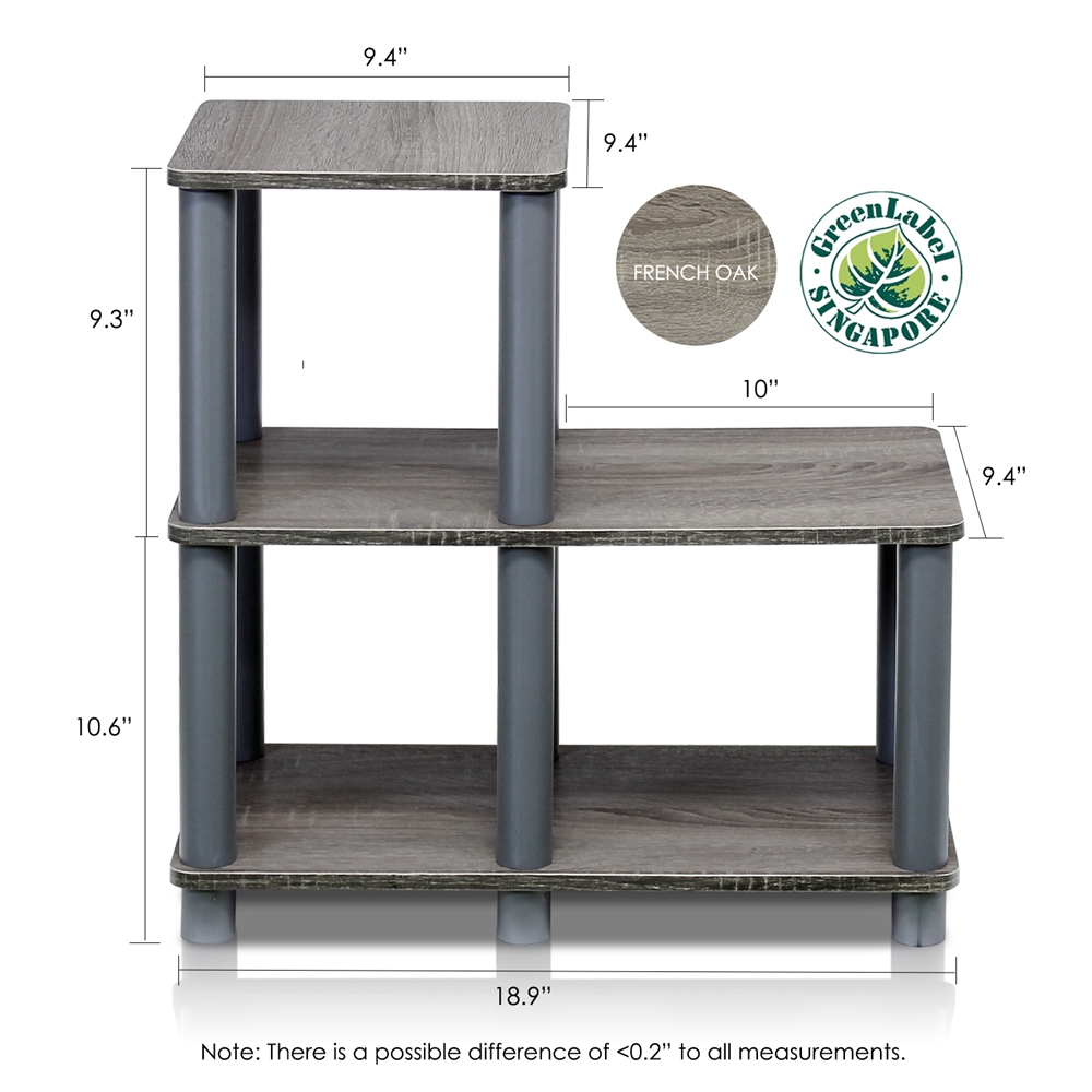 Turn-N-Tube Accent Decorative Shelf, French Oak/Grey. Picture 2