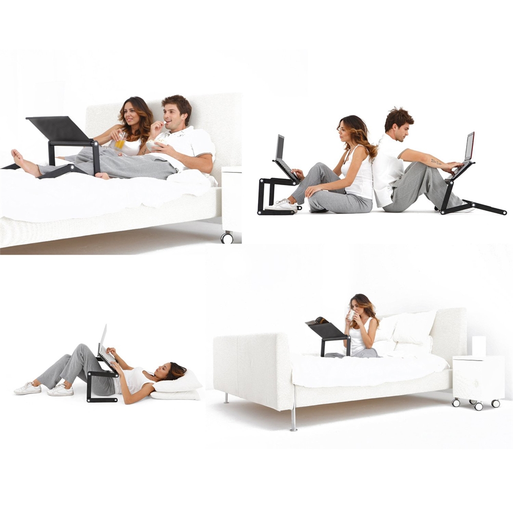 Ergonomics Aluminum Vented AdJustable Multi-functional Laptop Desk Portable Bed Tray. Picture 7