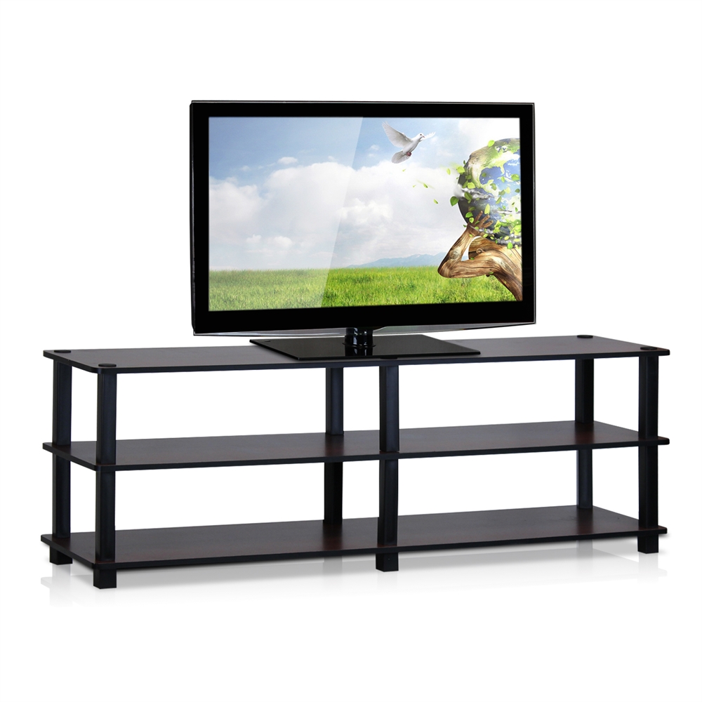 Turn-S-Tube No Tools 3-Tier Entertainment TV Stands, Dark Cherry/Black. Picture 3
