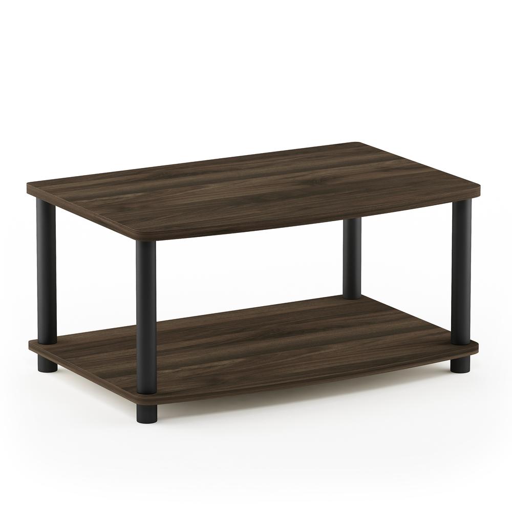 Furinno Turn-N-Tube No Tools 2-Tier Elevated TV Stand, Columbier Walnut/Black. Picture 1