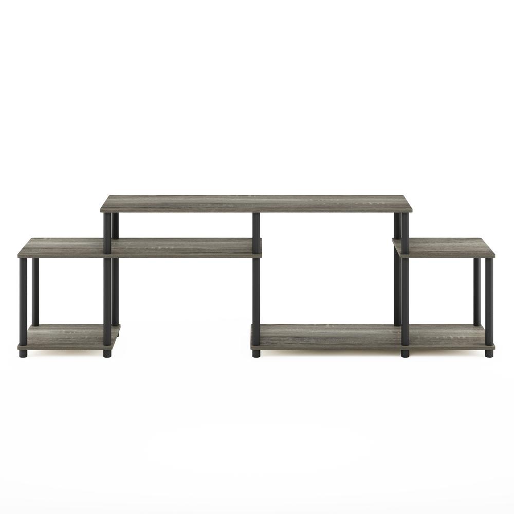 Furinno Turn-N-Tube Handel TV Stand for TV up to 55 Inch, French Oak Grey/Black. Picture 3
