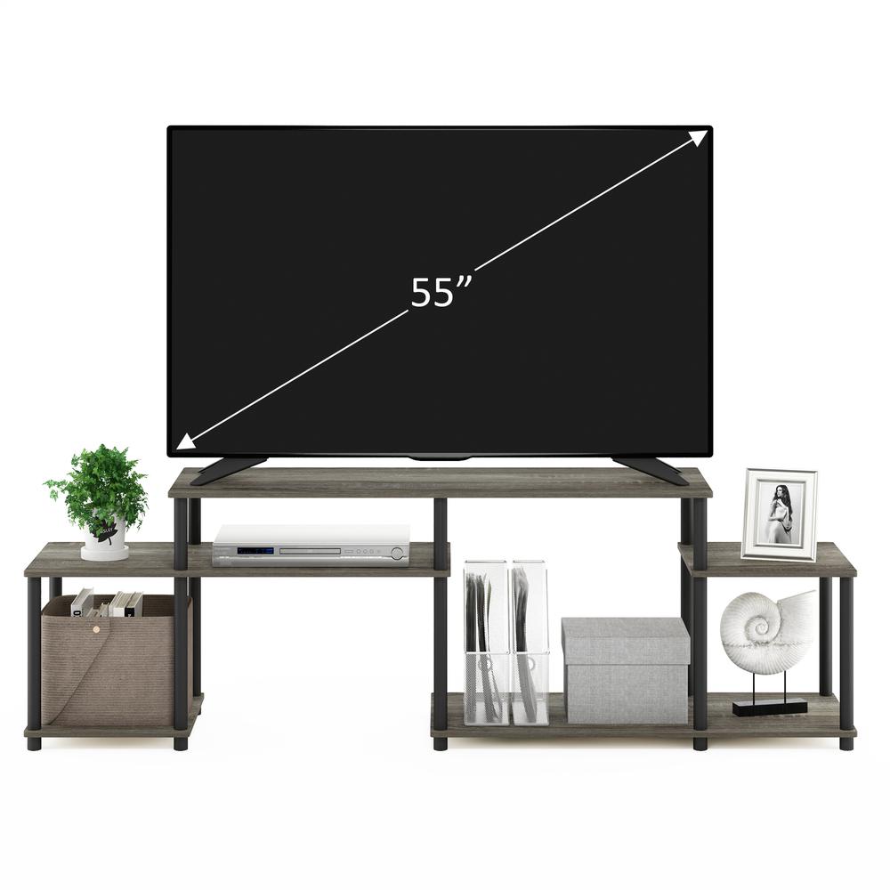 Furinno Turn-N-Tube Handel TV Stand for TV up to 55 Inch, French Oak Grey/Black. Picture 5