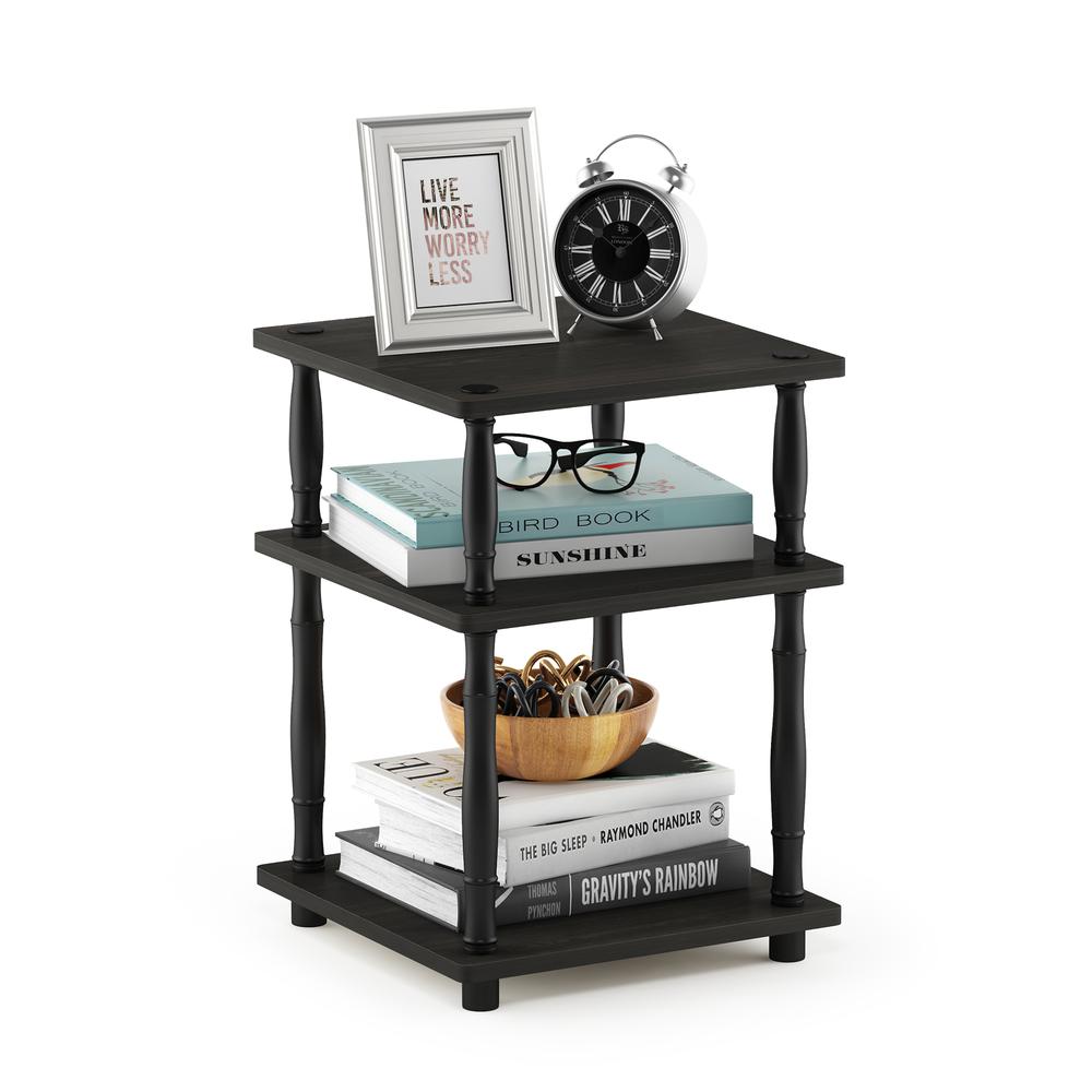 Furinno Turn-N-Tube Easy Assembly Multipurpose Shelf with Classic Tubes, French Oak Grey/Black. Picture 4