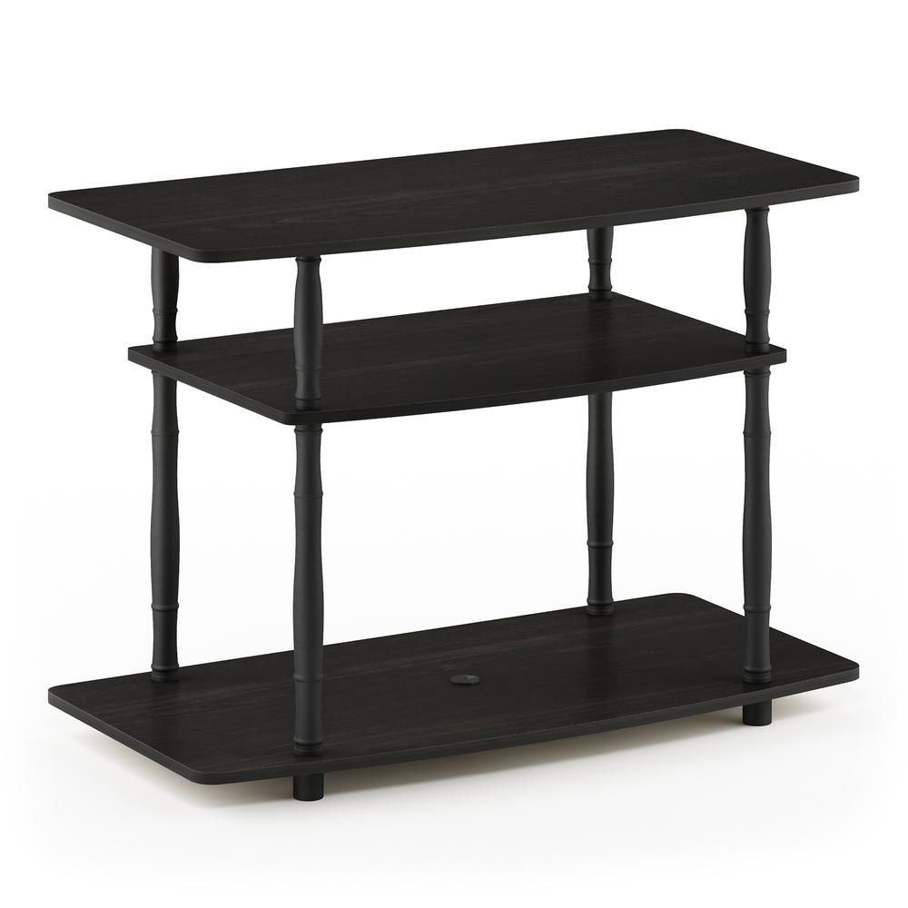 Furinno Turn-N-Tube No Tools 3-Tier TV Stands with Classic Tubes, Espresso/Black. Picture 1