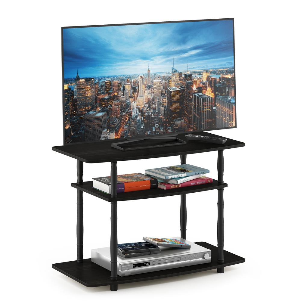 Furinno Turn-N-Tube No Tools 3-Tier TV Stands with Classic Tubes, Espresso/Black. Picture 4