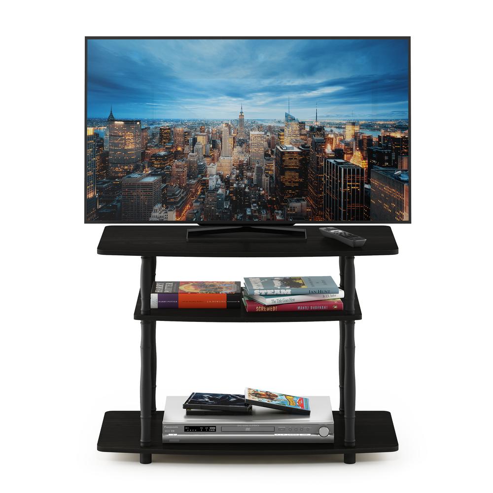 Furinno Turn-N-Tube No Tools 3-Tier TV Stands with Classic Tubes, Espresso/Black. Picture 5