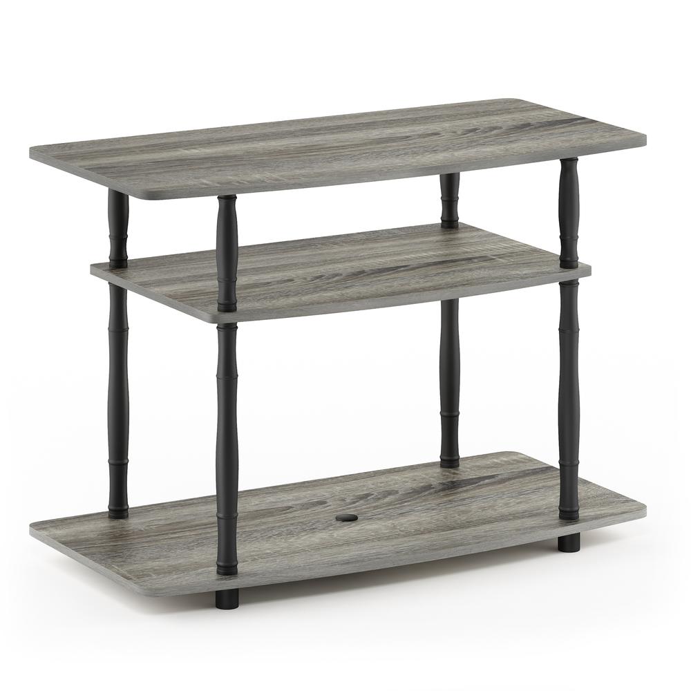 Furinno Turn-N-Tube No Tools 3-Tier TV Stands with Classic Tubes, French Oak Grey/Black. The main picture.