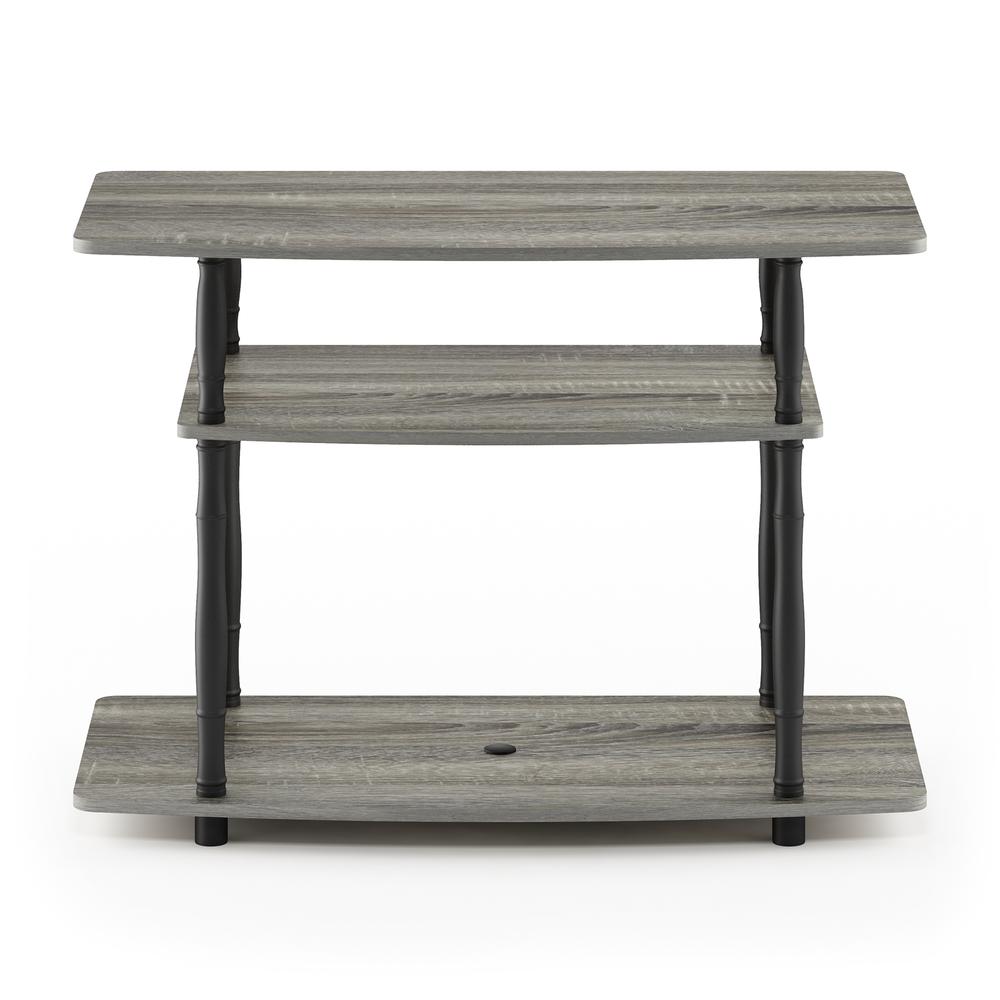 Furinno Turn-N-Tube No Tools 3-Tier TV Stands with Classic Tubes, French Oak Grey/Black. Picture 3