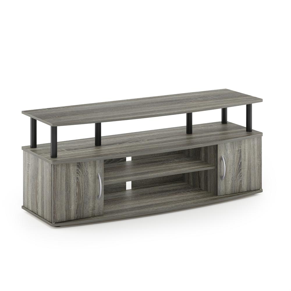 Furinno JAYA Large Entertainment Center Hold up to 50-IN TV, French Oak Grey/Black. Picture 1