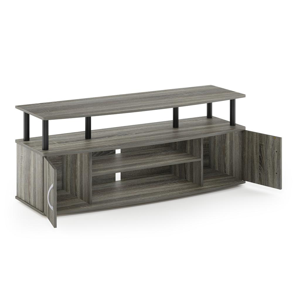 Furinno JAYA Large Entertainment Center Hold up to 50-IN TV, French Oak Grey/Black. Picture 4
