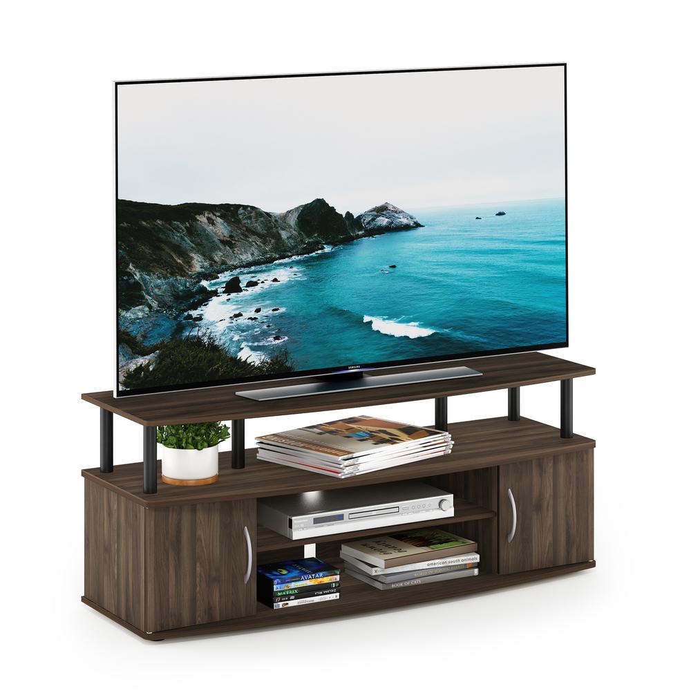 Furinno JAYA Large Entertainment Center Hold up to 50-IN TV, Columbia Walnut/Black. Picture 5