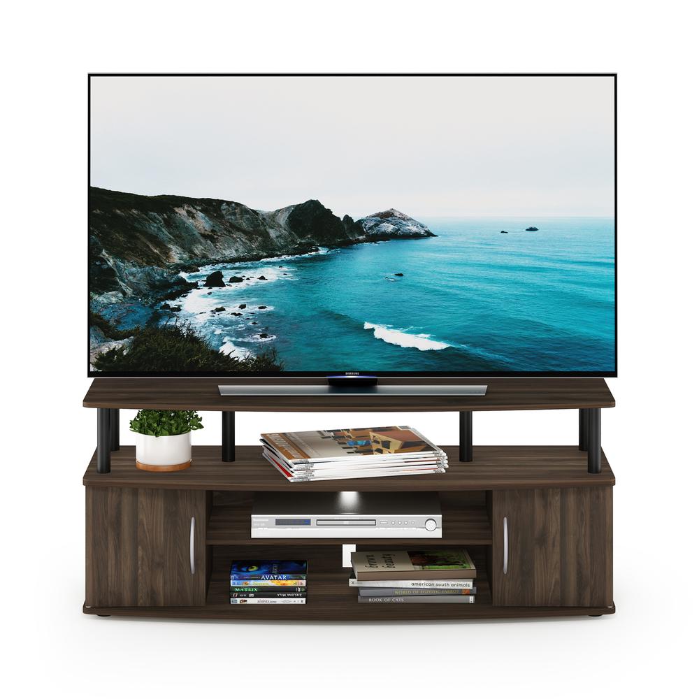 Furinno JAYA Large Entertainment Center Hold up to 50-IN TV, Columbia Walnut/Black. Picture 6