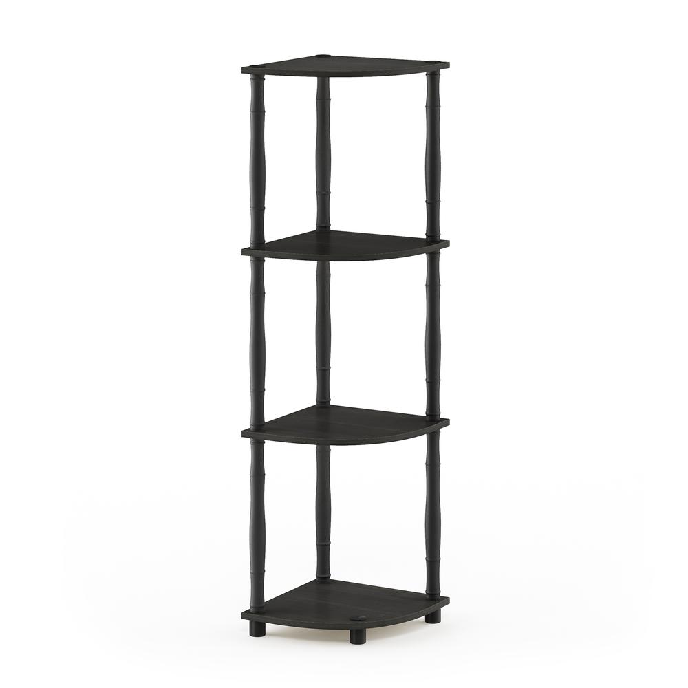 Furinno Turn-N-Tube 4-Tier Corner Display Rack Multipurpose Shelving Unit with Classic Tubes, Espresso/Black. Picture 1