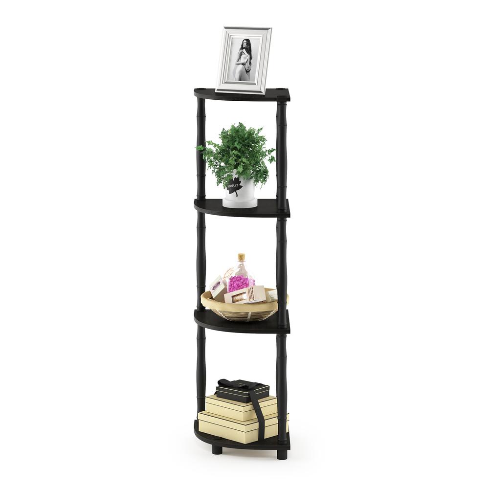 Furinno Turn-N-Tube 4-Tier Corner Display Rack Multipurpose Shelving Unit with Classic Tubes, Espresso/Black. Picture 4