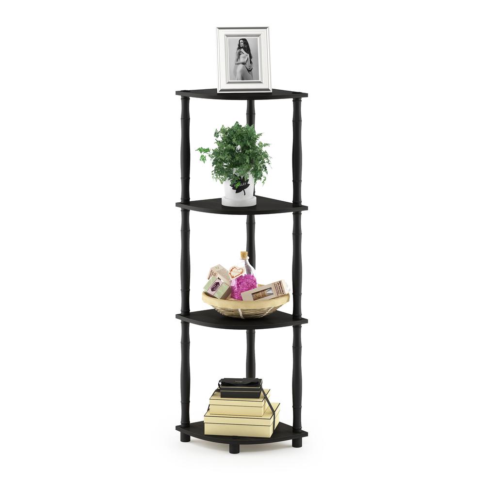 Furinno Turn-N-Tube 4-Tier Corner Display Rack Multipurpose Shelving Unit with Classic Tubes, Espresso/Black. Picture 5