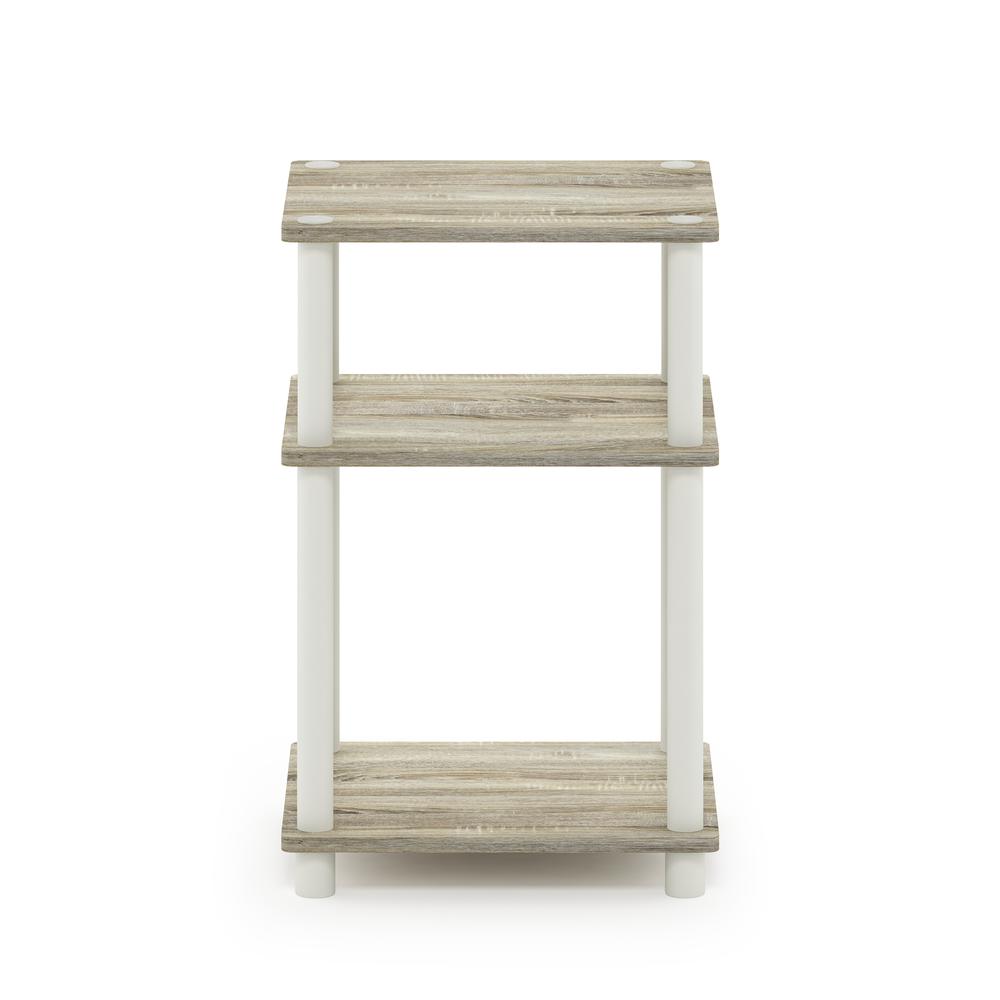Furinno Just 3-Tier Turn-N-Tube End Table, Sonoma Oak/White. Picture 3
