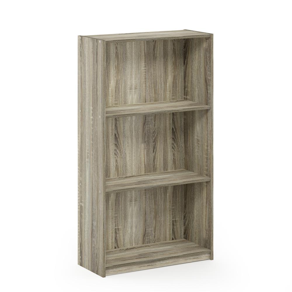 Furinno 99736 Basic 3-Tier Bookcase Storage Shelves, Sonoma Oak. Picture 1