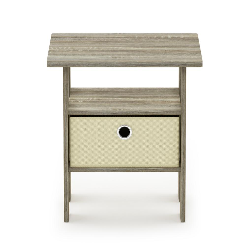 Furinno Andrey End Table Nightstand with Bin Drawer, Sonoma Oak/Ivory. Picture 3