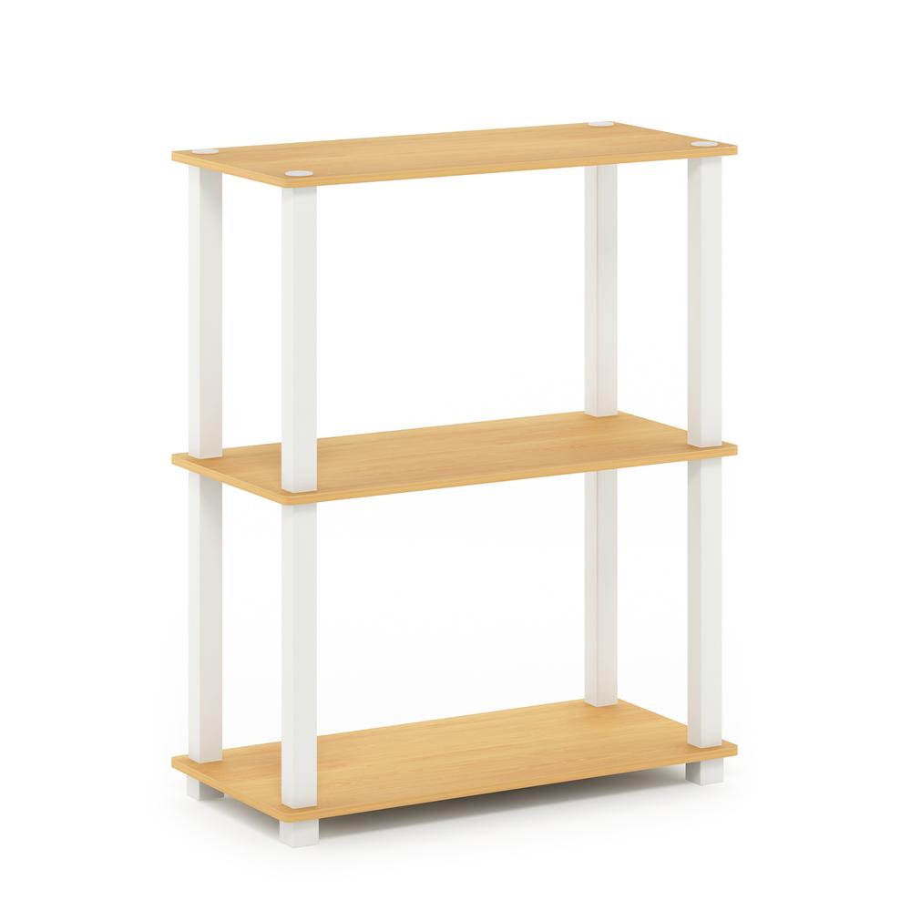 Furinno Turn-S-Tube 3-Tier Compact Multipurpose Shelf Display Rack with Square Tube, Beech/White. Picture 1