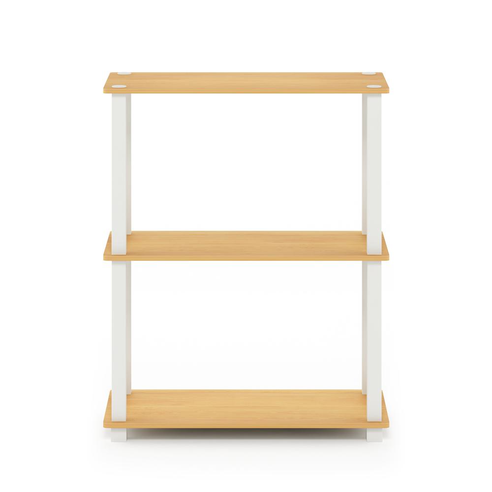 Furinno Turn-S-Tube 3-Tier Compact Multipurpose Shelf Display Rack with Square Tube, Beech/White. Picture 3