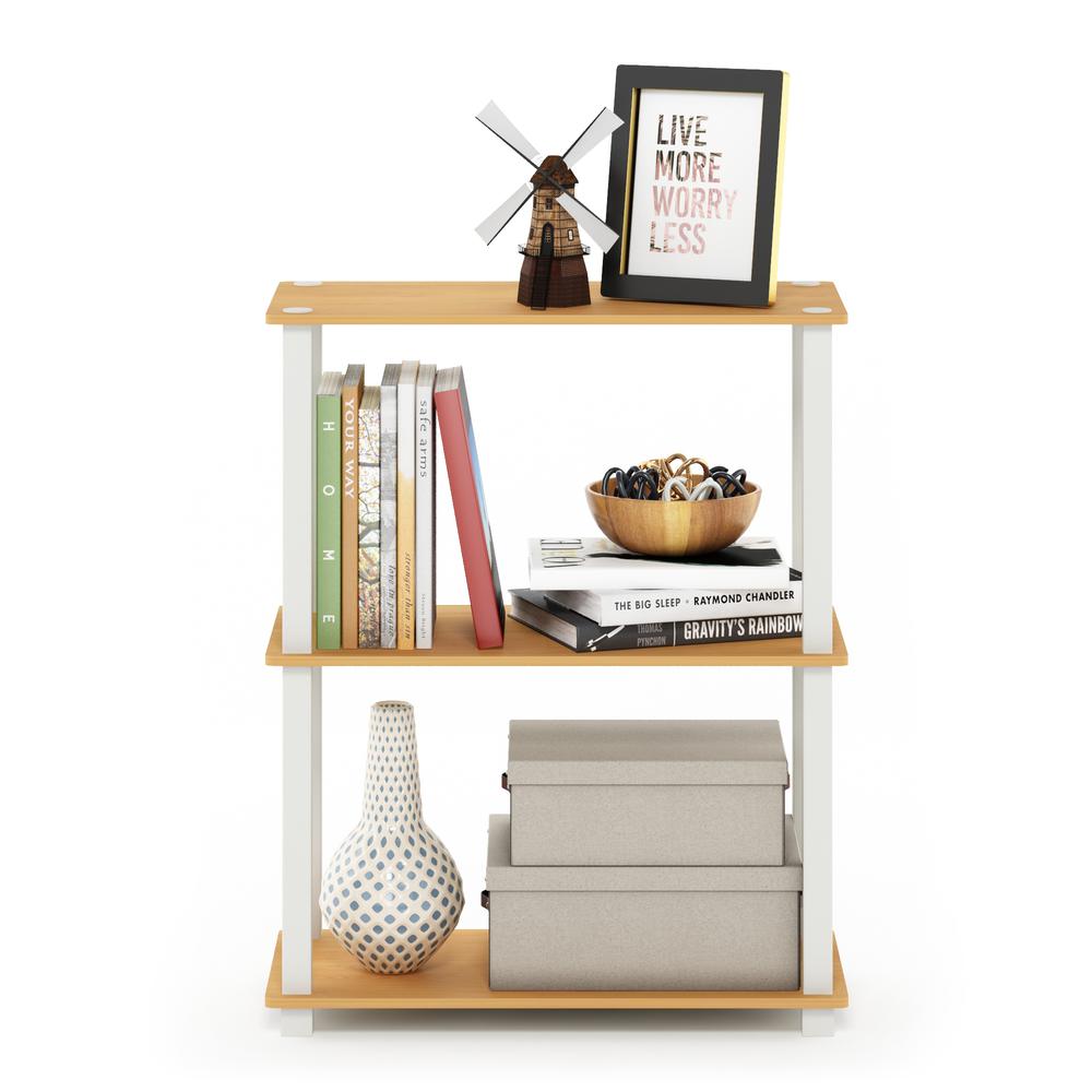 Furinno Turn-S-Tube 3-Tier Compact Multipurpose Shelf Display Rack with Square Tube, Beech/White. Picture 4