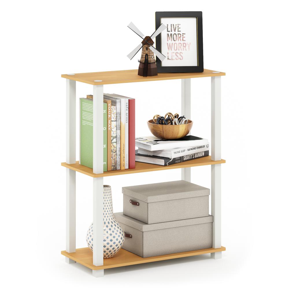 Furinno Turn-S-Tube 3-Tier Compact Multipurpose Shelf Display Rack with Square Tube, Beech/White. Picture 5