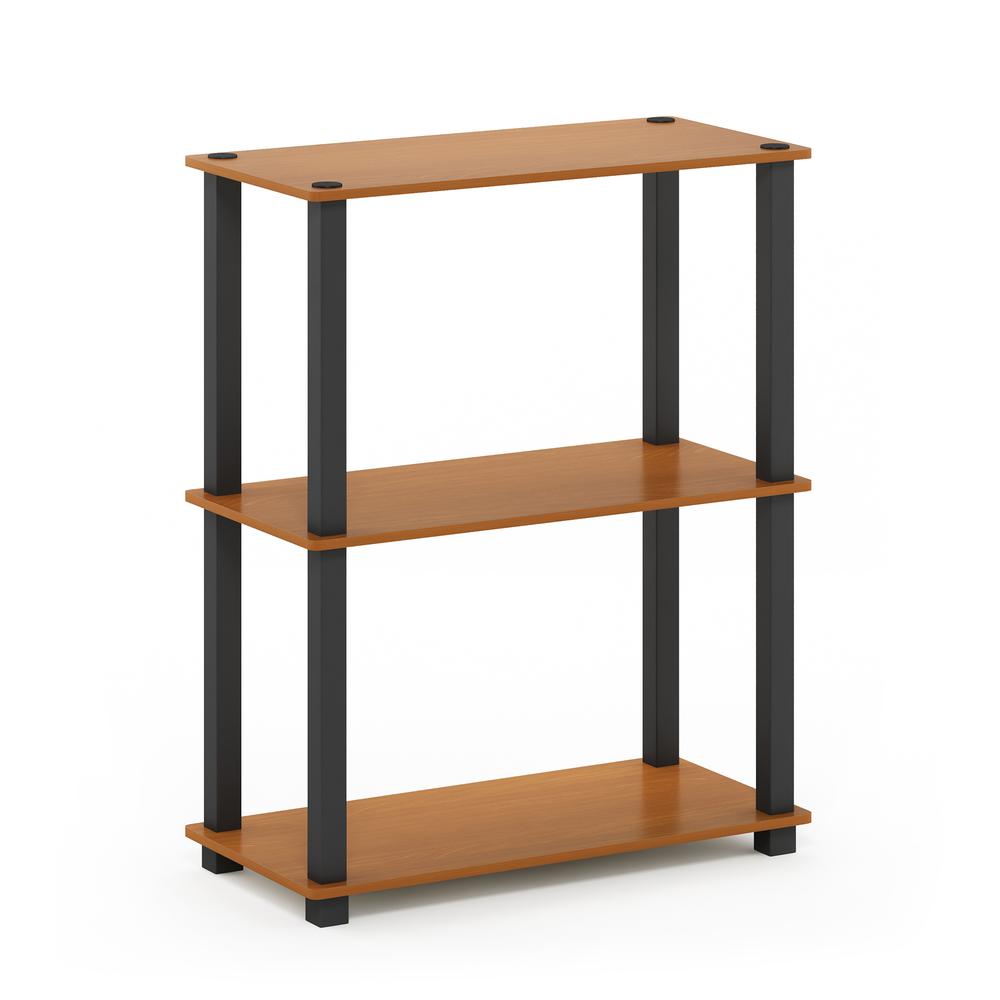 Furinno Turn-S-Tube 3-Tier Compact Multipurpose Shelf Display Rack with Square Tube, Light Cherry/Black. Picture 1