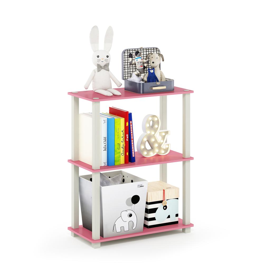 Furinno Turn-S-Tube 3-Tier Compact Multipurpose Shelf Display Rack with Square Tube, Pink/White. Picture 4