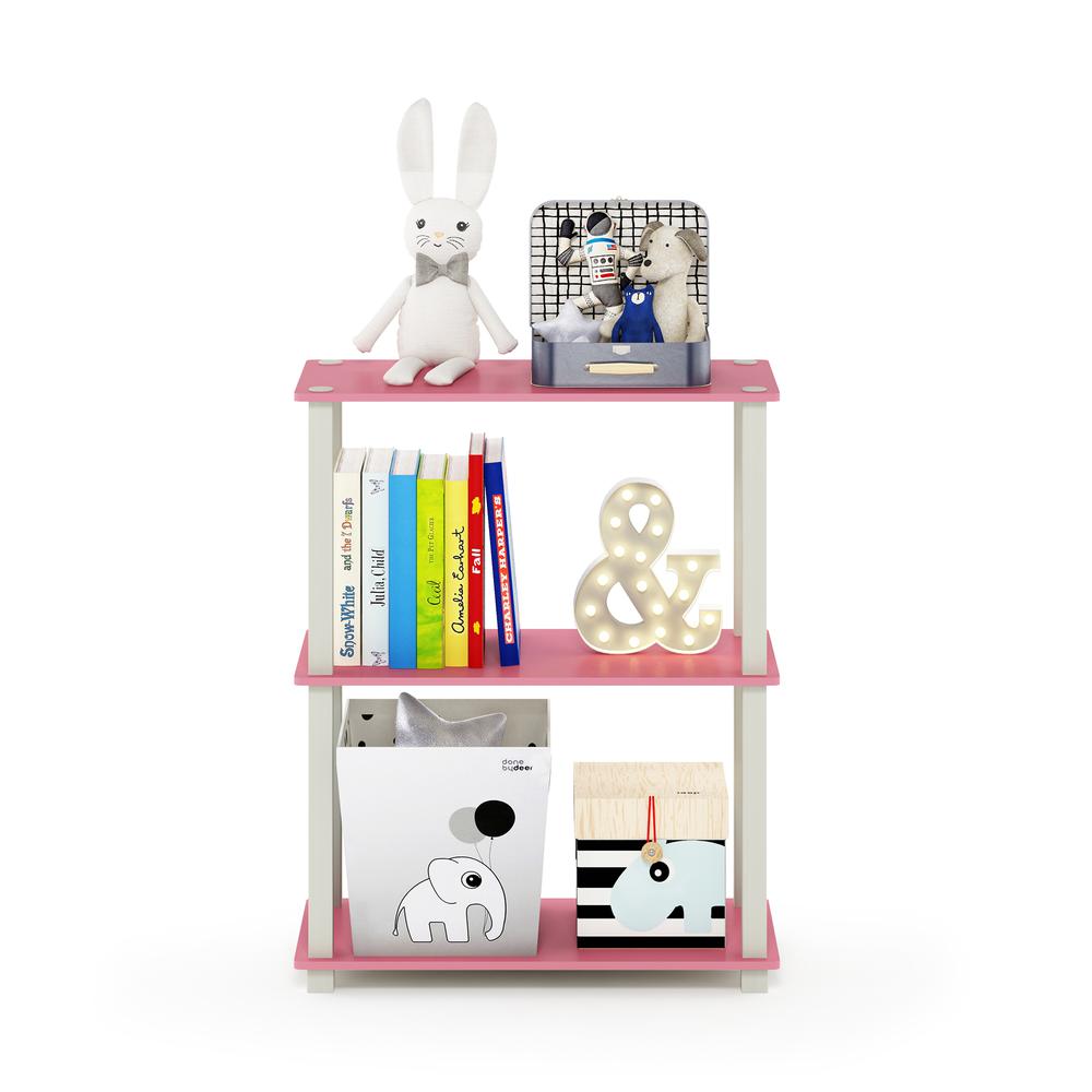 Furinno Turn-S-Tube 3-Tier Compact Multipurpose Shelf Display Rack with Square Tube, Pink/White. Picture 5