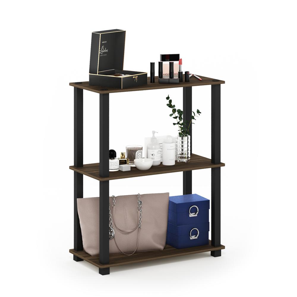 Furinno Turn-S-Tube 3-Tier Compact Multipurpose Shelf Display Rack with Square Tube, Columbia Walnut/Black. Picture 4