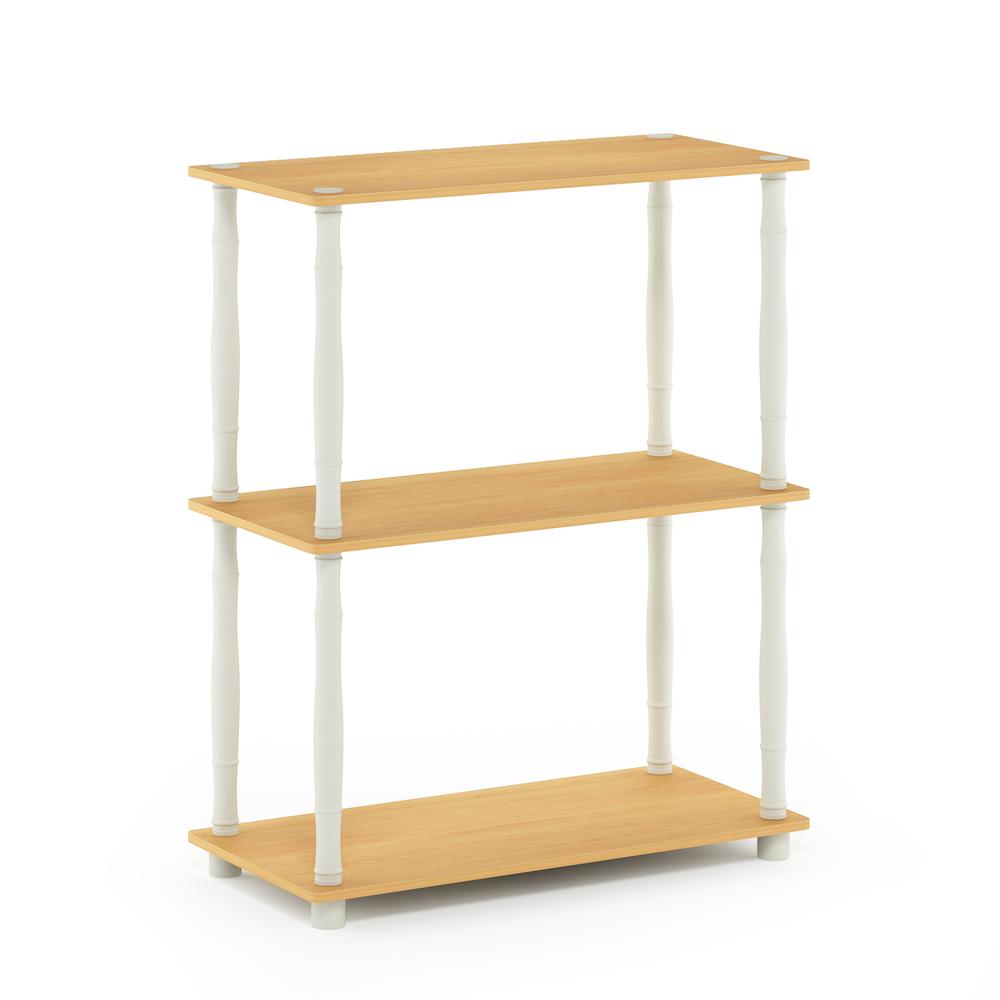 Furinno Turn-N-Tube 3-Tier Compact Multipurpose Shelf Display Rack with Classic Tube, Beech/White. Picture 1