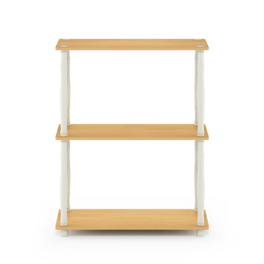 Furinno Turn-N-Tube 3-Tier Compact Multipurpose Shelf Display Rack with Classic Tube, Beech/White. Picture 3