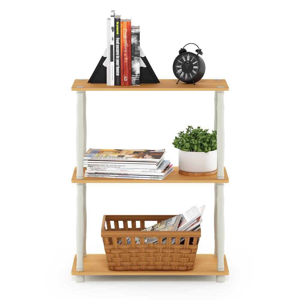 Furinno Turn-N-Tube 3-Tier Compact Multipurpose Shelf Display Rack with Classic Tube, Beech/White. Picture 4