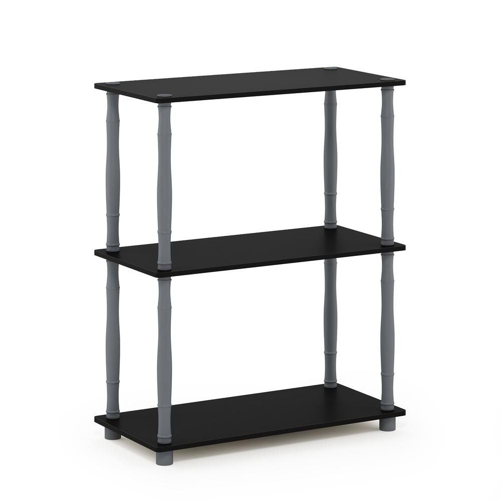 Furinno Turn-N-Tube 3-Tier Compact Multipurpose Shelf Display Rack with Classic Tube, Black/Grey. Picture 1