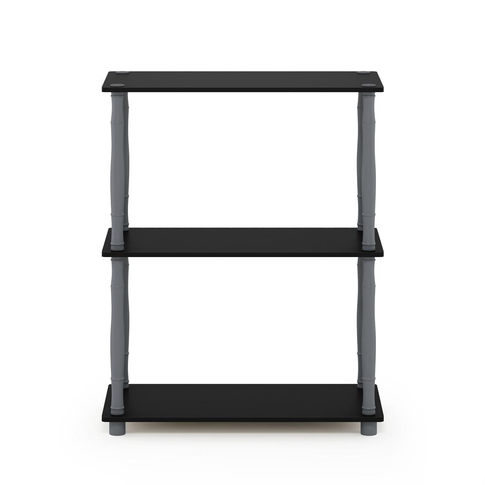 Furinno Turn-N-Tube 3-Tier Compact Multipurpose Shelf Display Rack with Classic Tube, Black/Grey. Picture 3