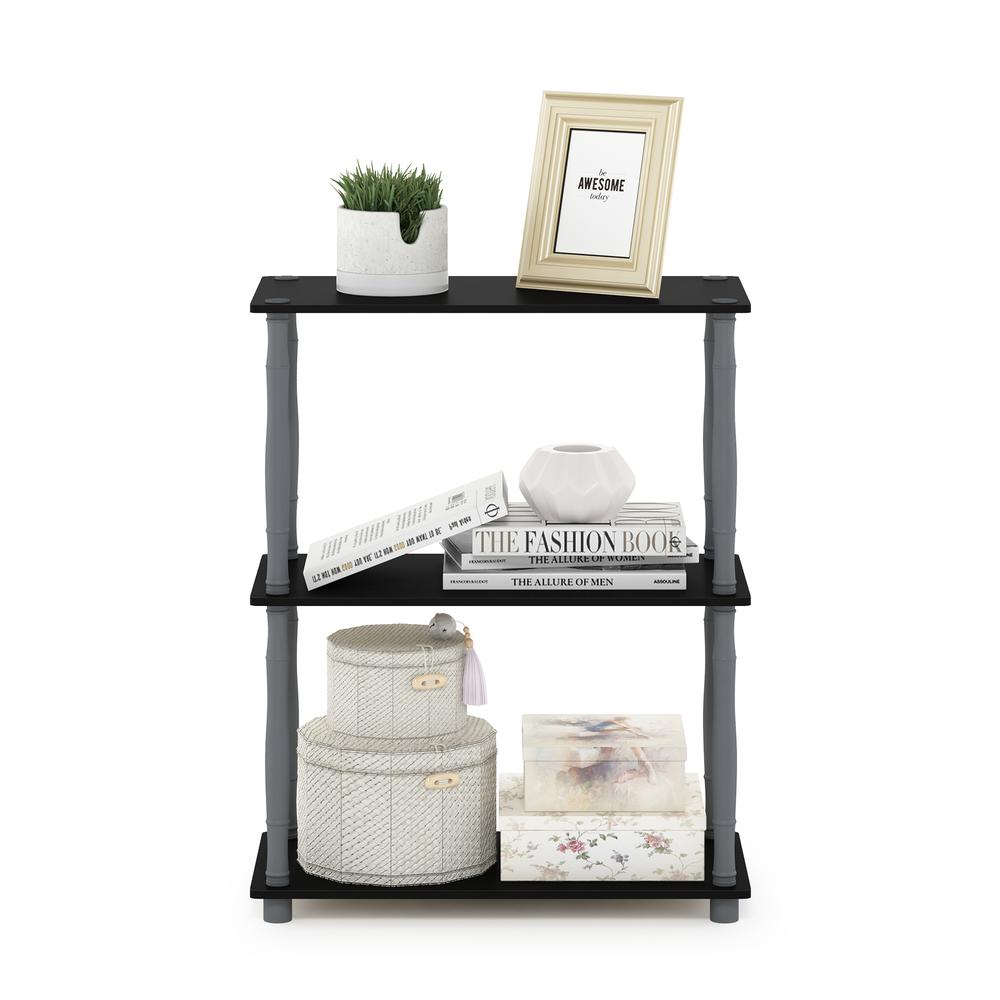 Furinno Turn-N-Tube 3-Tier Compact Multipurpose Shelf Display Rack with Classic Tube, Black/Grey. Picture 5