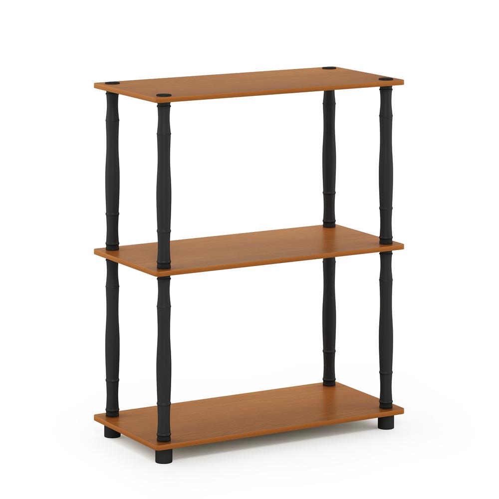 Furinno Turn-N-Tube 3-Tier Compact Multipurpose Shelf Display Rack with Classic Tube, Light Cherry/Black. Picture 1