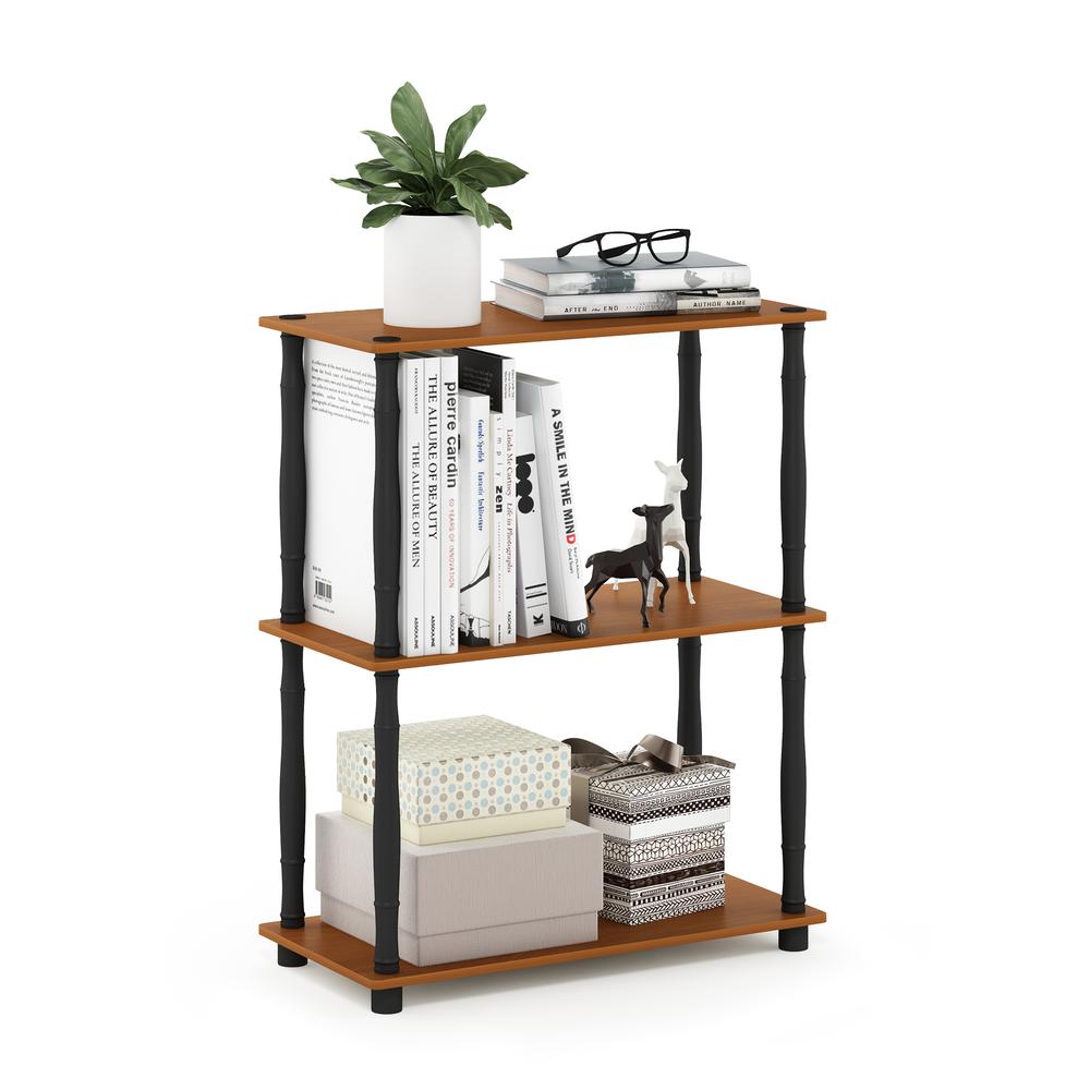 Furinno Turn-N-Tube 3-Tier Compact Multipurpose Shelf Display Rack with Classic Tube, Light Cherry/Black. Picture 4