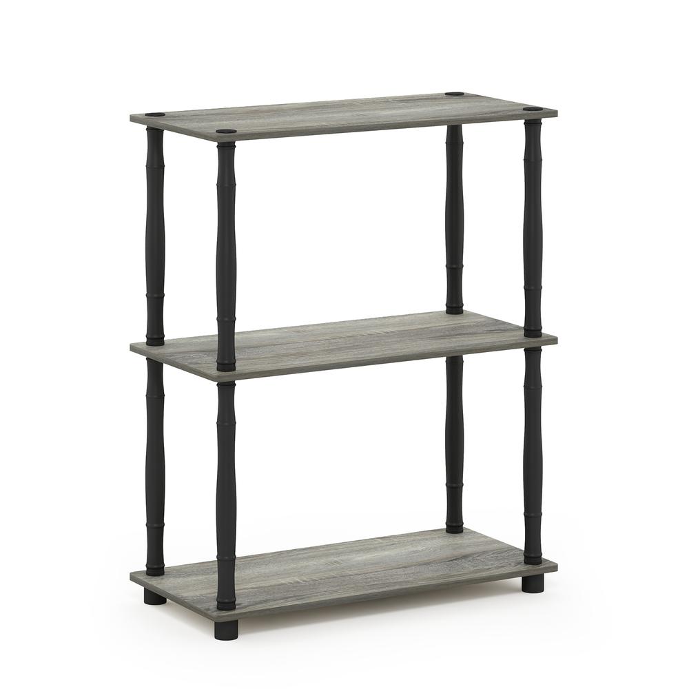 Furinno Turn-N-Tube 3-Tier Compact Multipurpose Shelf Display Rack with Classic Tube, French Oak Grey/Black. Picture 1