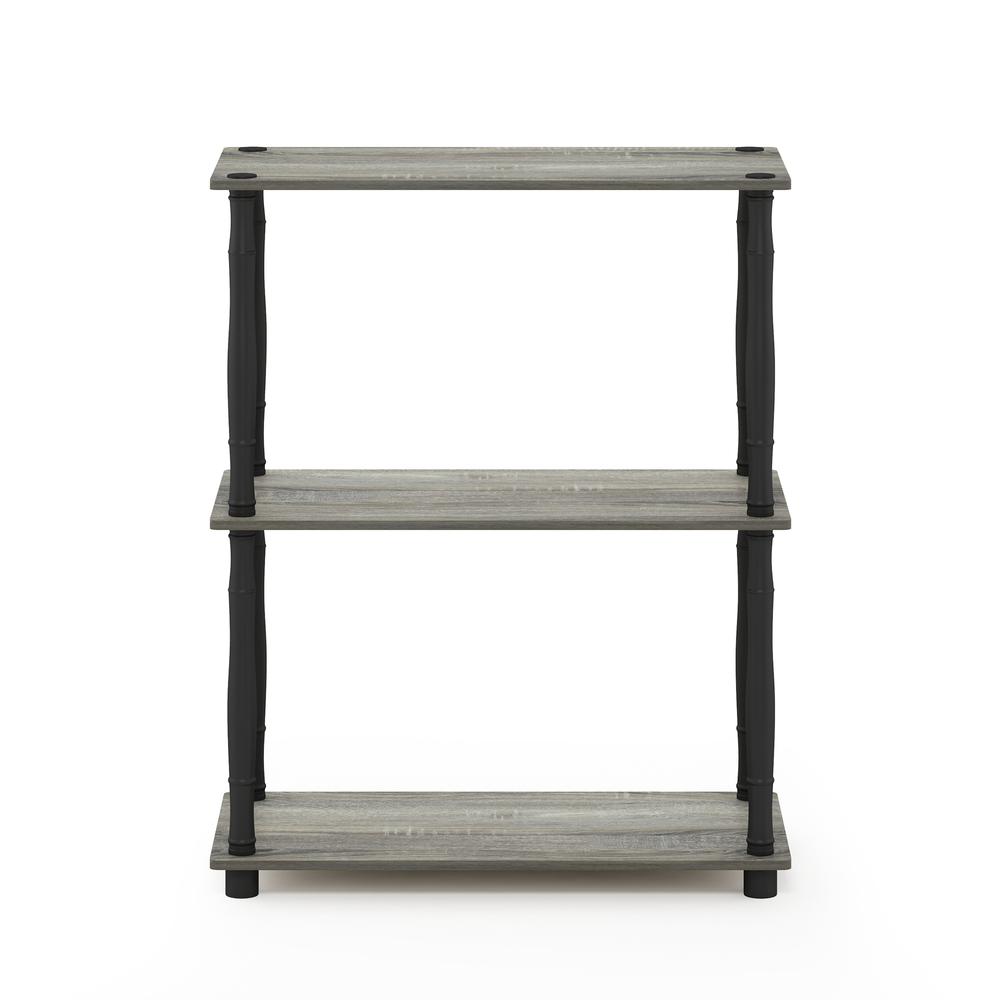 Furinno Turn-N-Tube 3-Tier Compact Multipurpose Shelf Display Rack with Classic Tube, French Oak Grey/Black. Picture 3